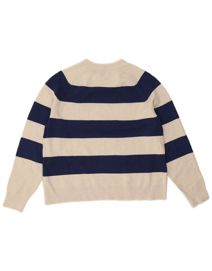 Marks & Spencer Womens Crew Neck Jumper Sweater UK 14 Medium Blue Striped