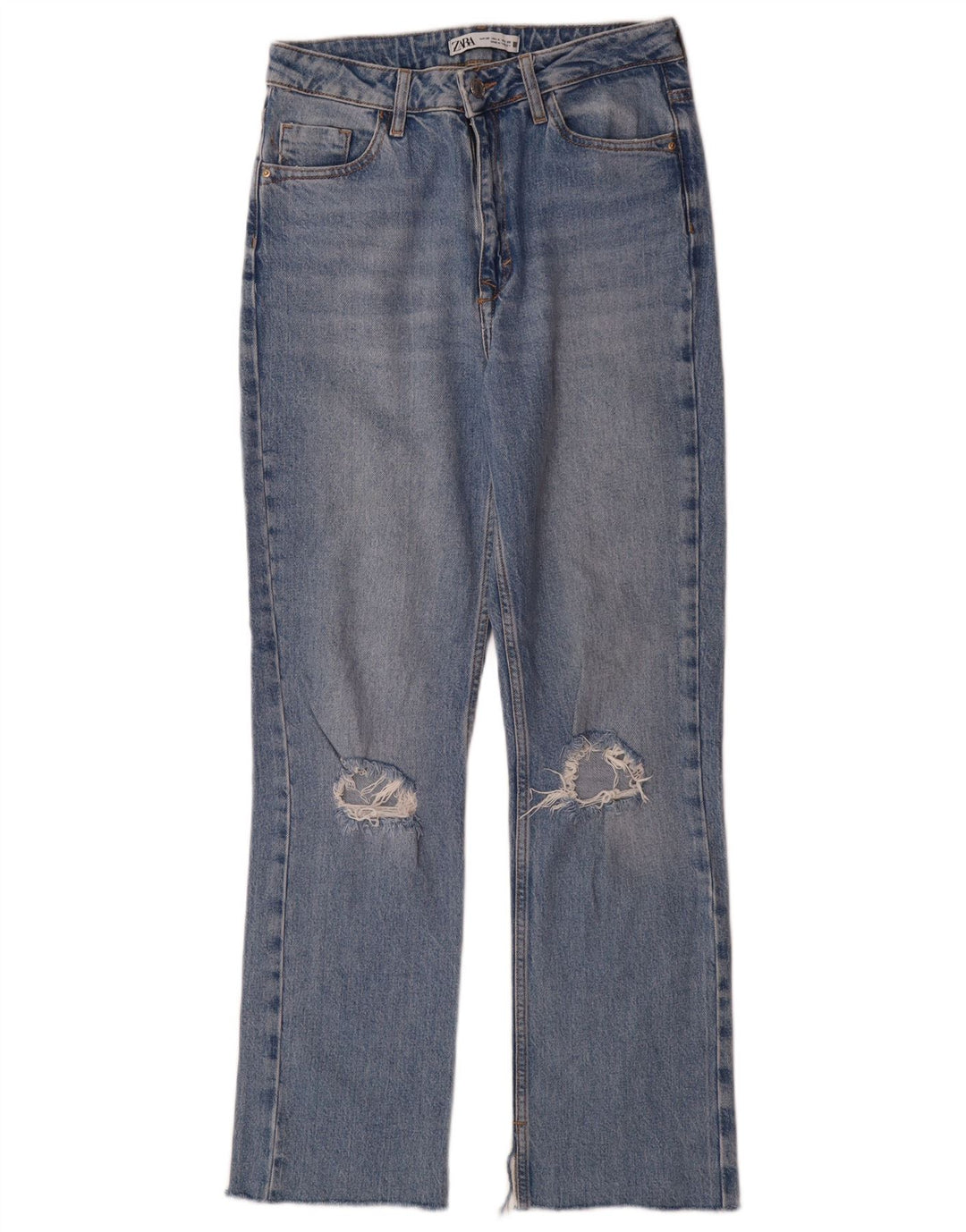 Zara Womens Distressed Bootcut Jeans EU 36 XS W26 L30 Blue Cotton