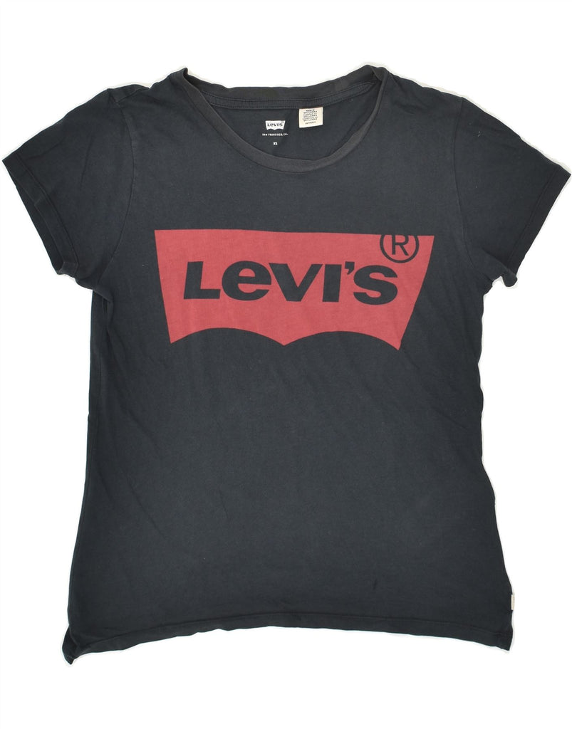 LEVI'S Womens Graphic T-Shirt Top UK 6 XS Black Cotton | Vintage Levi's | Thrift | Second-Hand Levi's | Used Clothing | Messina Hembry 