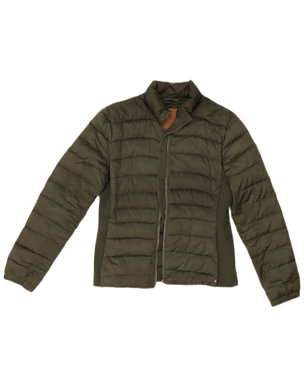 Massimo Dutti Womens Padded Jacket UK 14 Large Khaki Polyester