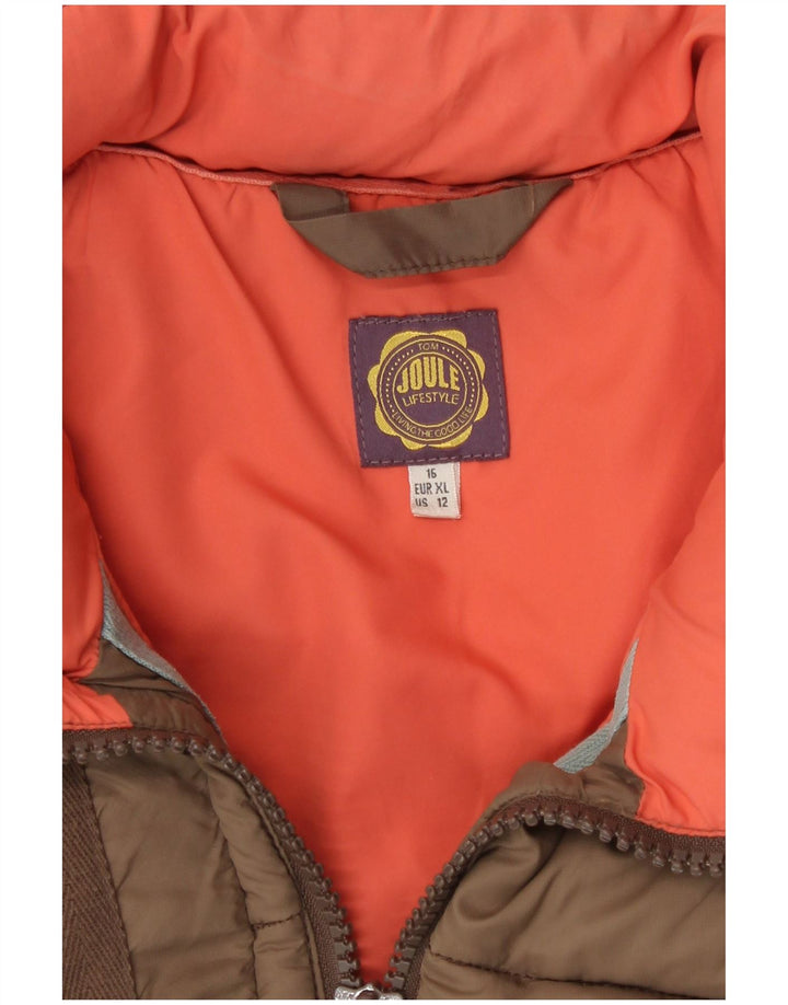 Joules Womens Padded Gilet UK 16 Large Brown Polyester