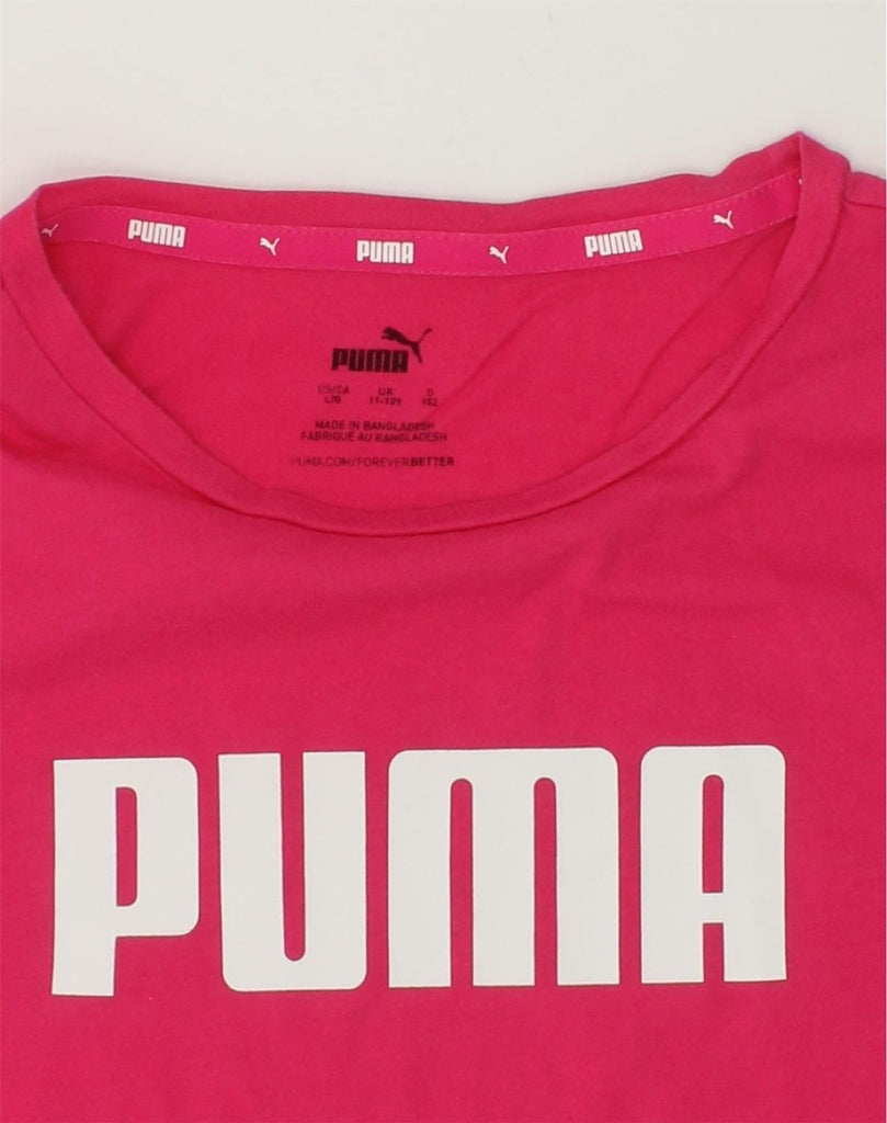 PUMA Girls Graphic T-Shirt Top 11-12 Years Pink | Vintage Puma | Thrift | Second-Hand Puma | Used Clothing | Messina Hembry 