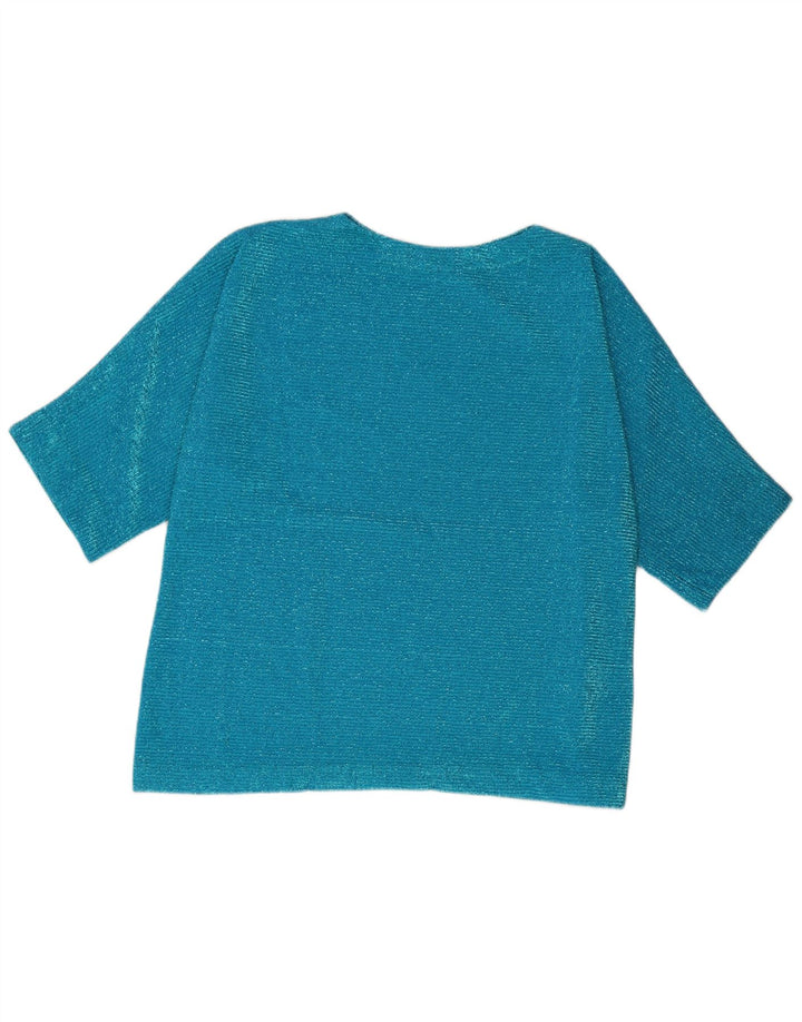 Vintage Womens Blouse Top UK 16 Large Blue Synthetic