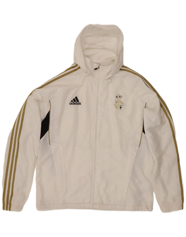 Adidas Mens Real Madrid Hooded Tracksuit Top Jacket UK 40/42 Medium White