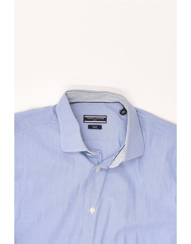 TOMMY HILFIGER Mens Fitted Shirt Size 15 1/2 39 Medium Blue Cotton | Vintage Tommy Hilfiger | Thrift | Second-Hand Tommy Hilfiger | Used Clothing | Messina Hembry 