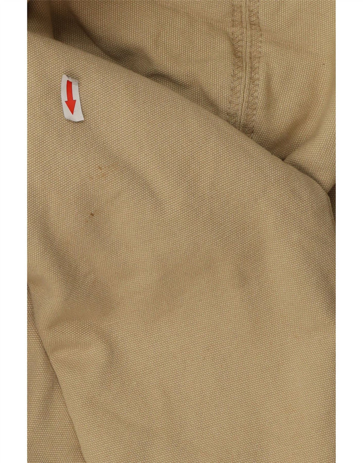 Bear Mens Hooded Bomber Jacket UK 38 Medium Beige Cotton