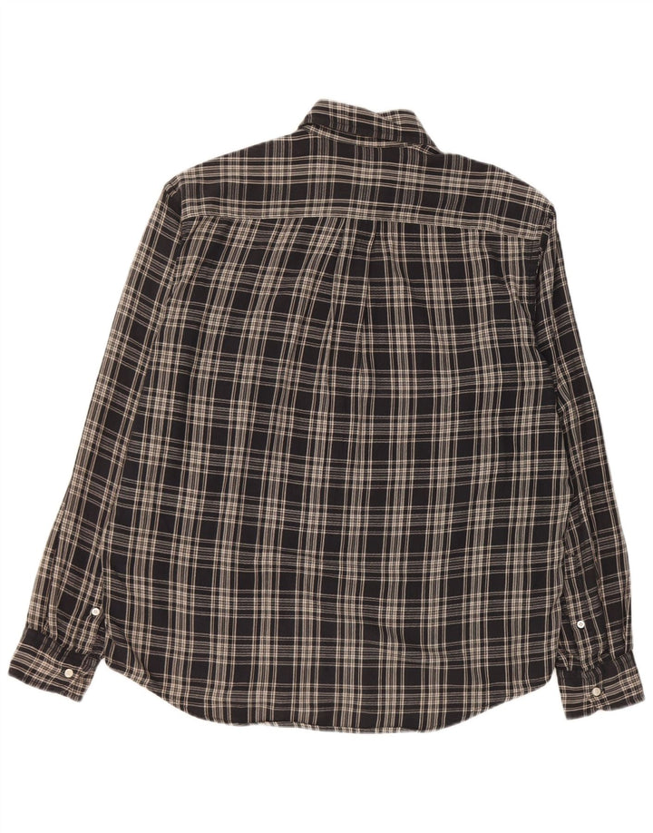 Sergio Tacchini Mens Flannel Shirt Large Black Check Cotton