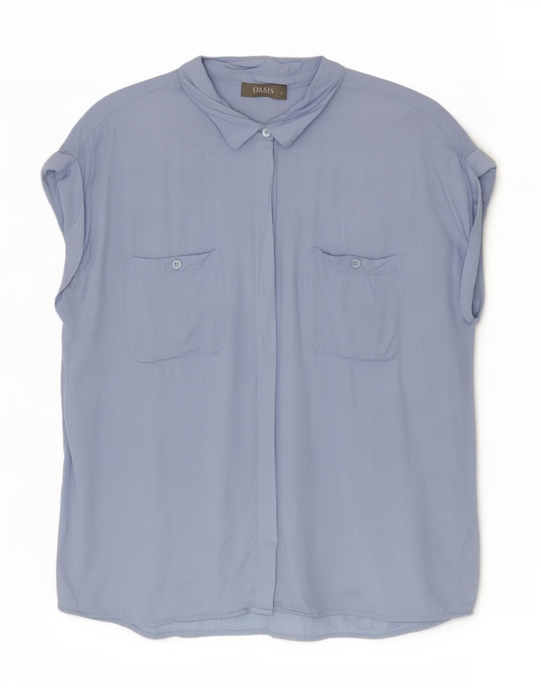 Oasis Womens Sleeveless Shirt Blouse UK 14 Large Blue Viscose