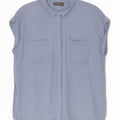 Oasis Womens Sleeveless Shirt Blouse UK 14 Large Blue Viscose