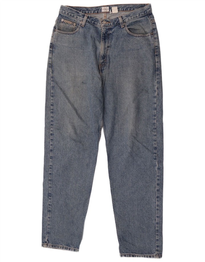 Calvin Klein Mens Tapered Jeans W34 L32 Blue Cotton