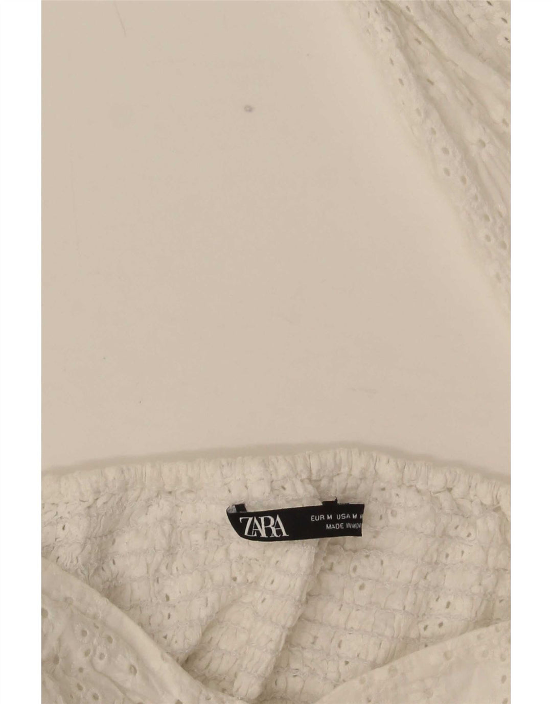 Zara Womens 3/4 Sleeve Crop Off Shoulder Top UK 12 Medium White