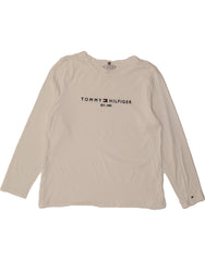 TOMMY HILFIGER Womens Graphic Top Long Sleeve UK 18 XL White Cotton