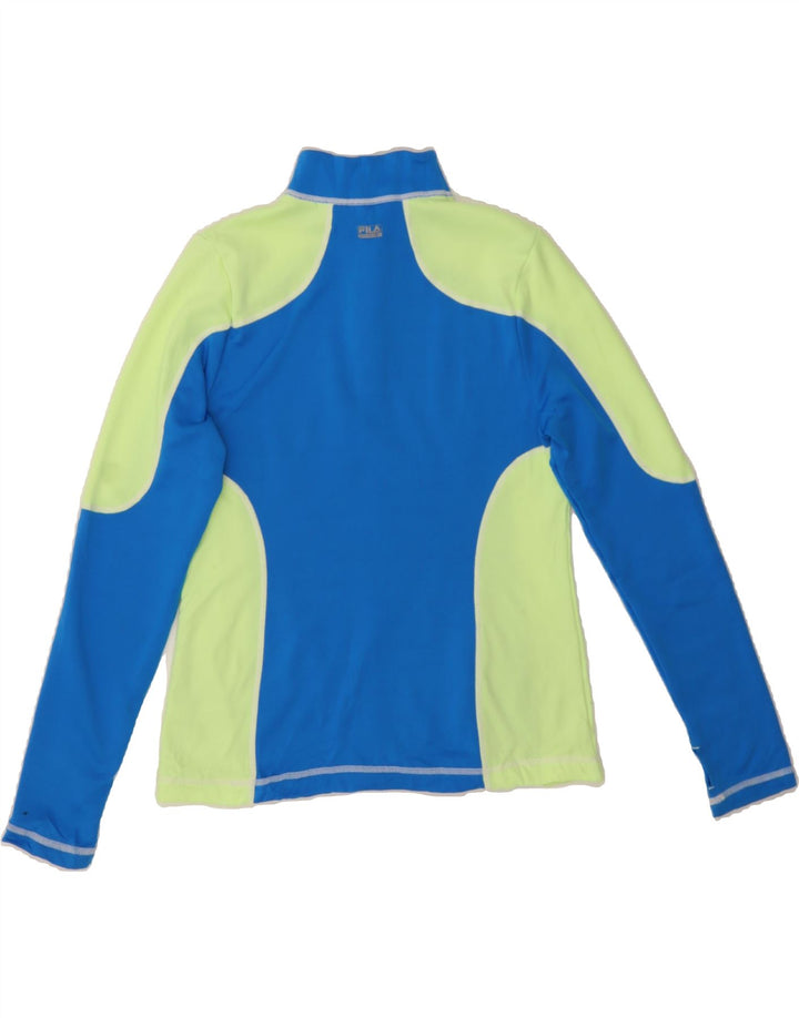 FILA Womens Zip Neck Pullover Tracksuit Top UK 12 Medium Blue Colourblock Vintage Fila and Second-Hand Fila from Messina Hembry 