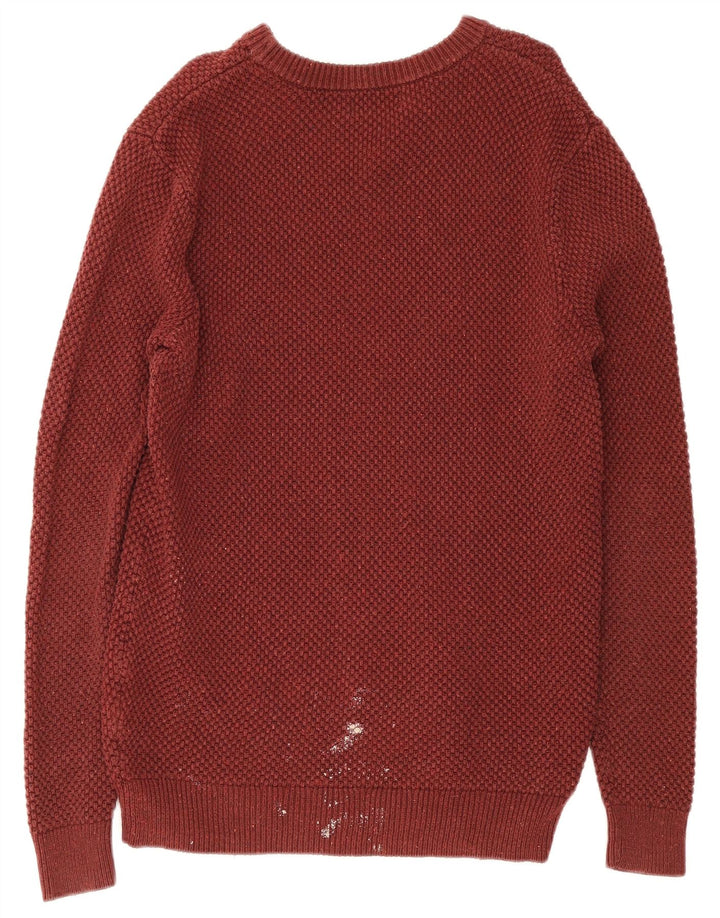 Zara Mens Boat Neck Jumper Sweater XL Red Cotton