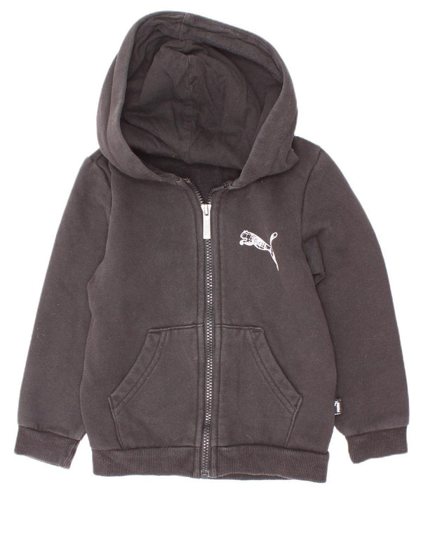 Puma Boys Graphic Zip Hoodie Sweater 3-4 Years Black Cotton