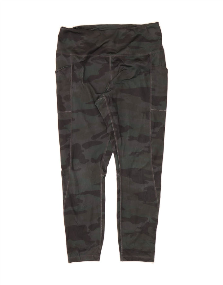 REEBOK Womens Leggings UK 14 Large  Grey Camouflage Vintage Reebok and Second-Hand Reebok from Messina Hembry 