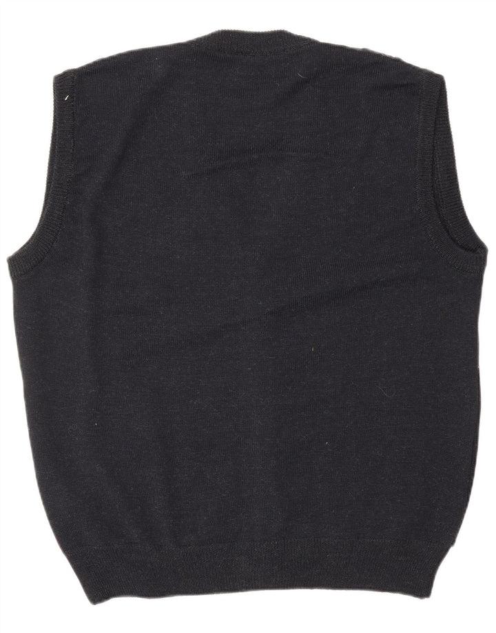 VINTAGE Mens Sleeveless Cardigan Sweater IT 52 Large Grey Argyle/Diamond