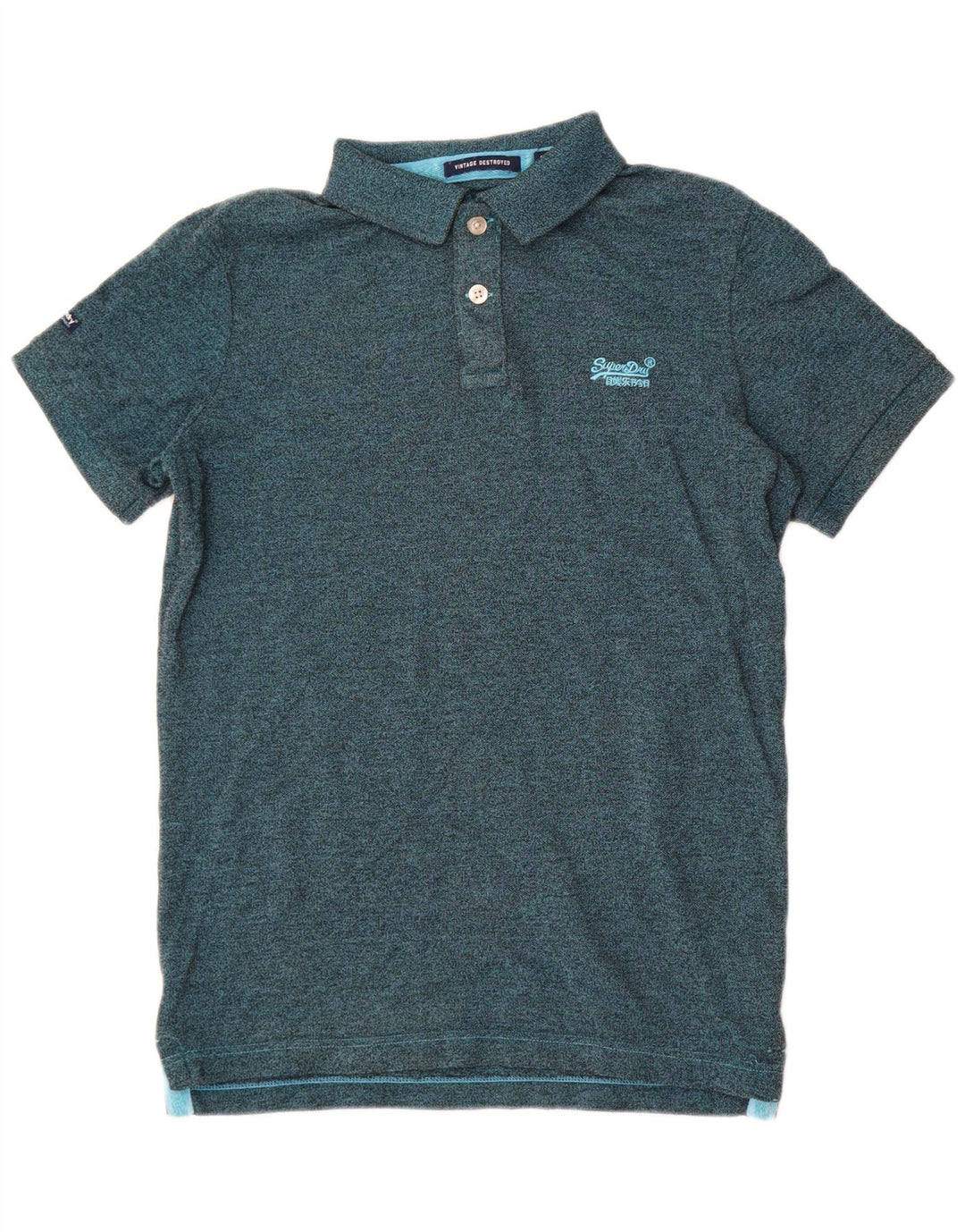 Superdry Mens Polo Shirt Medium Green Flecked Polyester