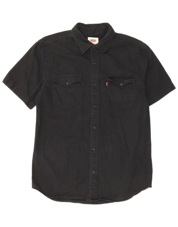 Levi's Mens Short Sleeve Shirt Small Black Cotton