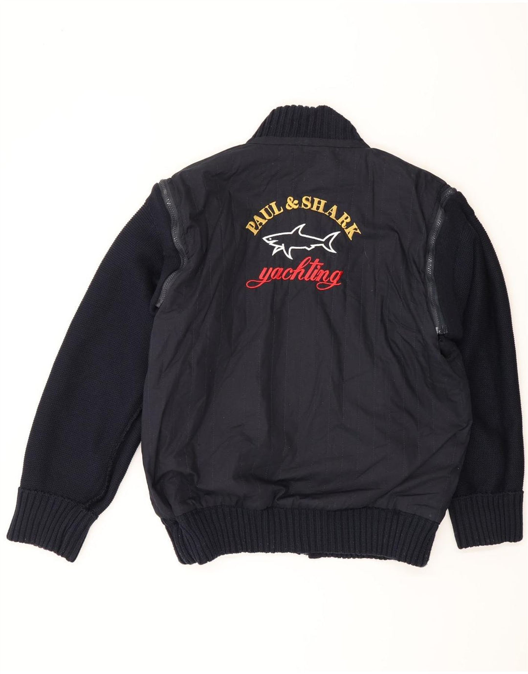 Paul & Shark Mens Knit Graphic Reversible Jacket UK 40 Large Navy Blue