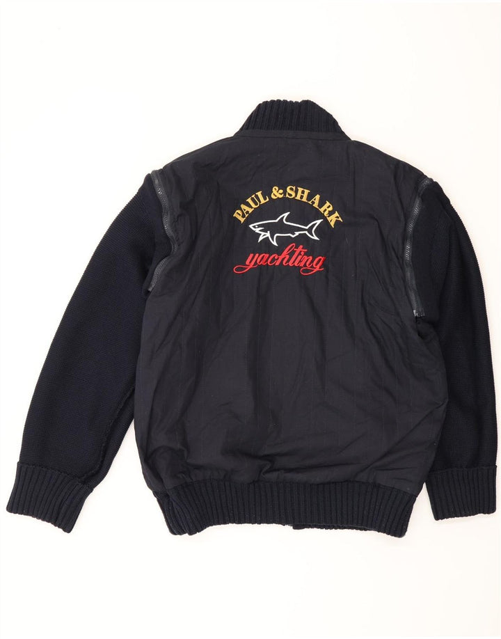 Paul & Shark Mens Knit Graphic Reversible Jacket UK 40 Large Navy Blue
