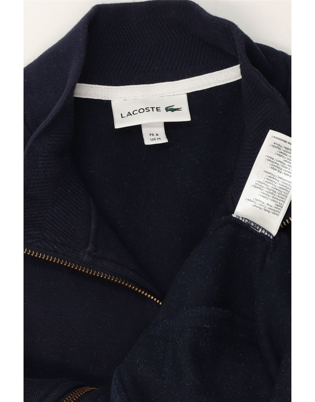 LACOSTE Mens Tracksuit Top Jacket Size 4 Medium Navy Blue Cotton