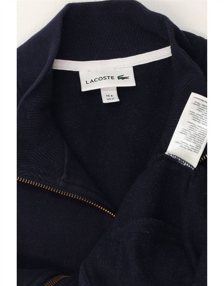 LACOSTE Mens Tracksuit Top Jacket Size 4 Medium Navy Blue Cotton
