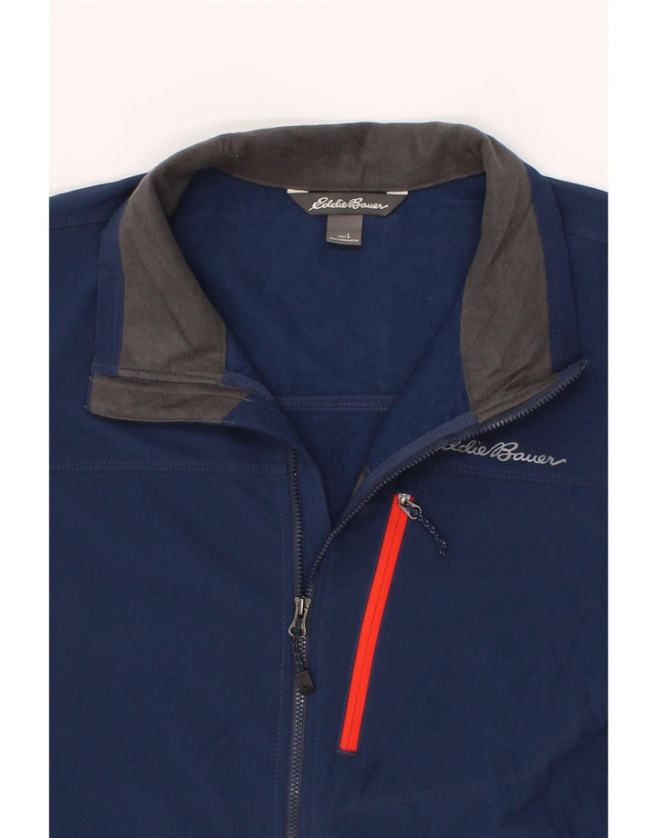EDDIE BAUER Mens Bomber Jacket UK 40 Large Navy Blue Polyester Vintage Eddie Bauer and Second-Hand Eddie Bauer from Messina Hembry 