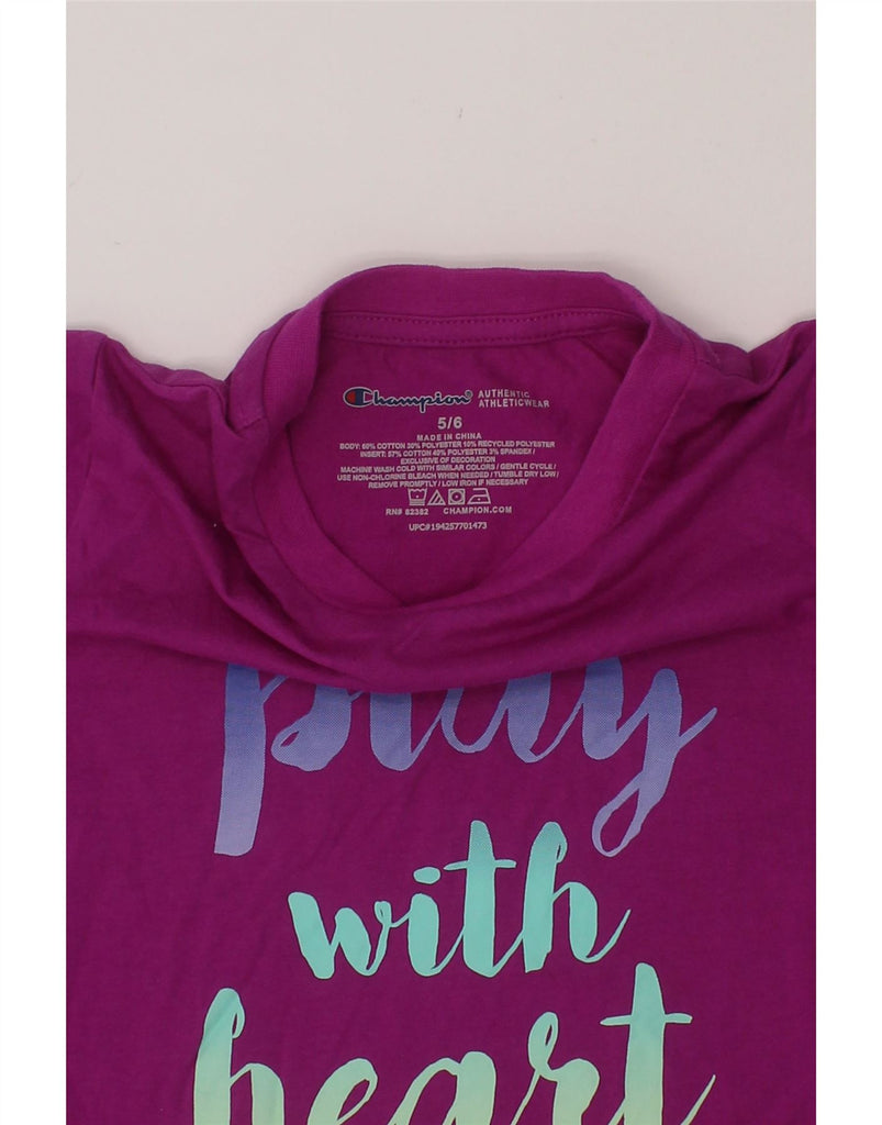 CHAMPION Girls Graphic T-Shirt Top 5-6 Years Purple Cotton Vintage Champion and Second-Hand Champion from Messina Hembry 