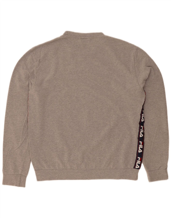Fila Mens Graphic Sweatshirt Jumper Large Grey Colourblock Cotton