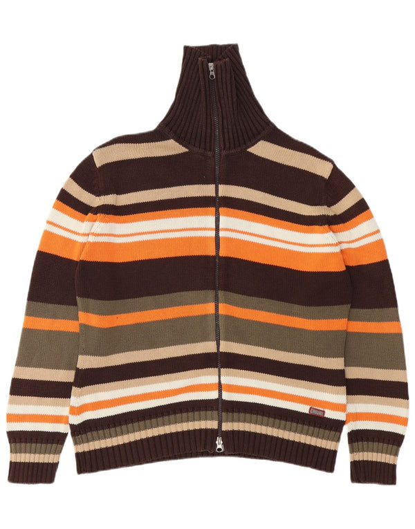 VINTAGE Womens Cardigan Sweater UK 14/16 Large Multicoloured Striped