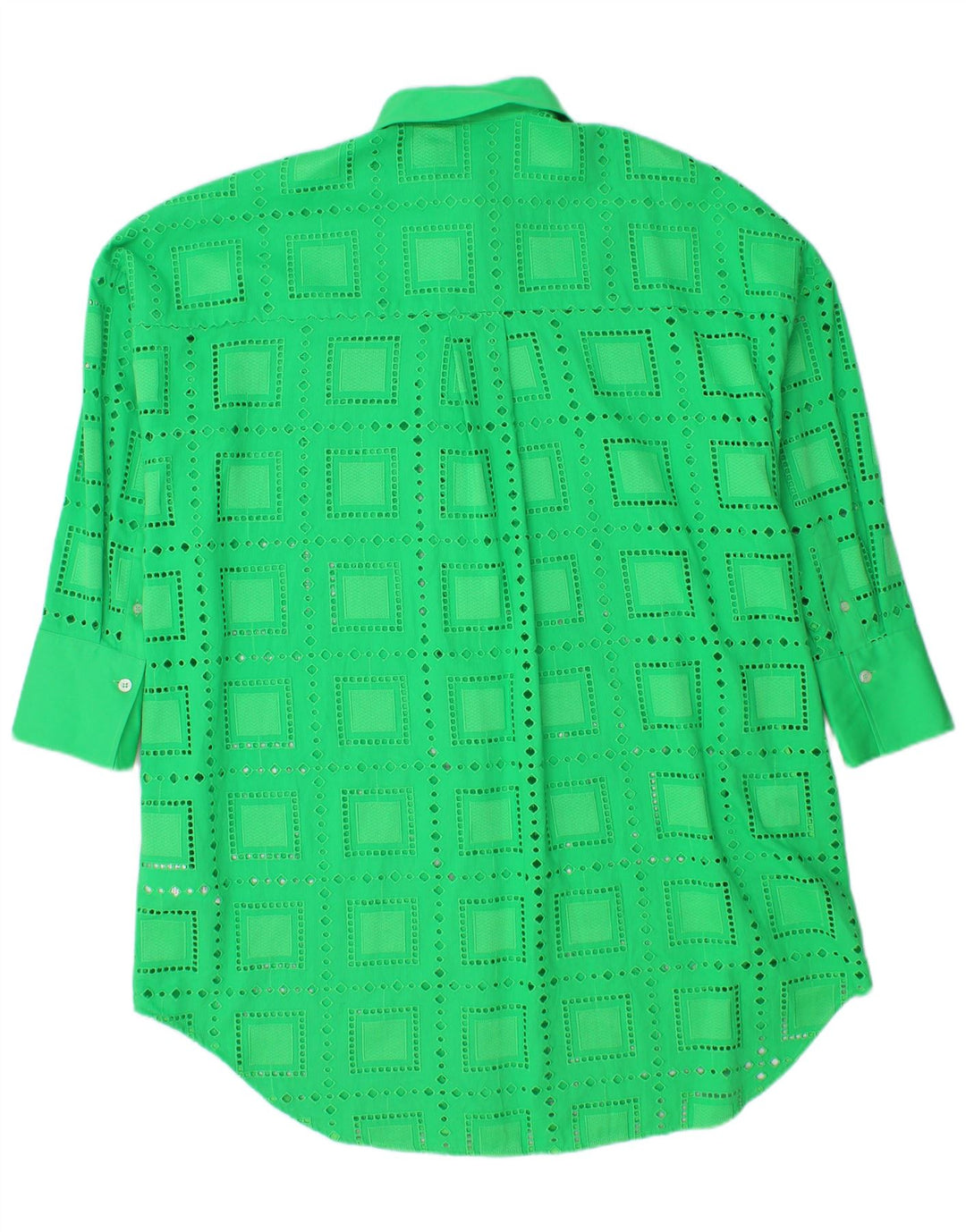 MSGM Womens Oversized Shirt Dress IT 40 Medium Green Geometric Cotton