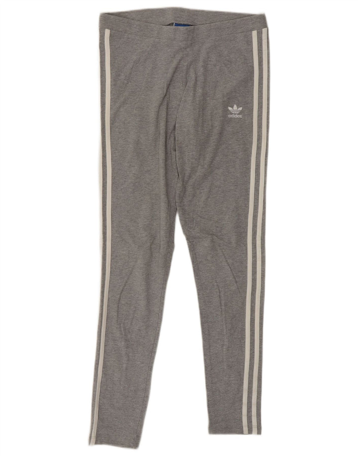 ADIDAS Womens Leggings UK 6 XS Grey Cotton