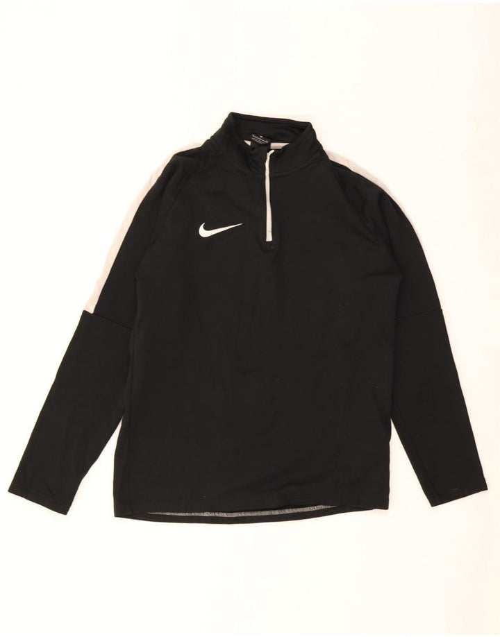 Nike Mens Dri Fit Zip Neck Sweatshirt Jumper Small Black Colourblock