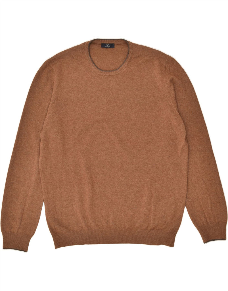 FAY Mens Crew Neck Jumper Sweater IT 54 XL Brown | Vintage Fay | Thrift | Second-Hand Fay | Used Clothing | Messina Hembry 