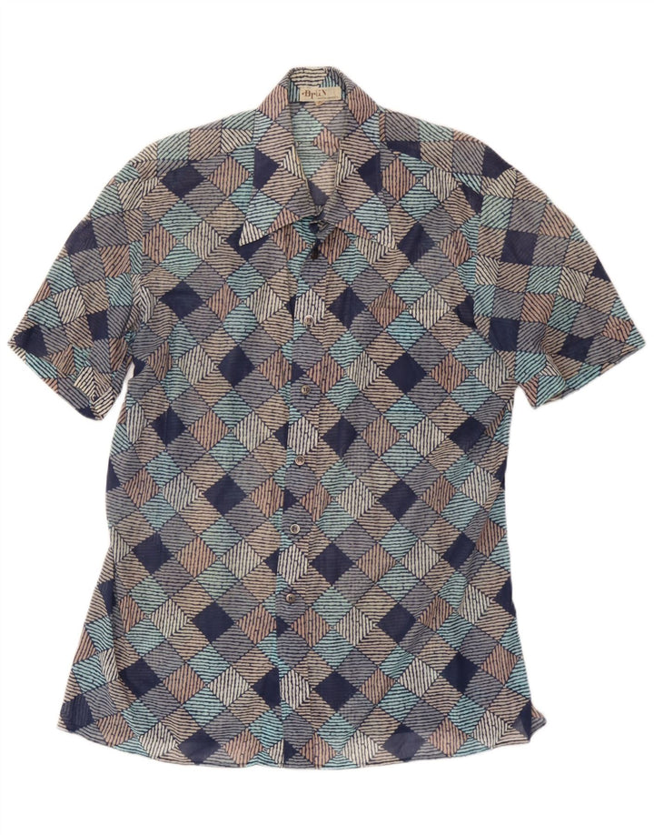 Vintage Mens Short Sleeve Shirt XL Multicoloured Geometric
