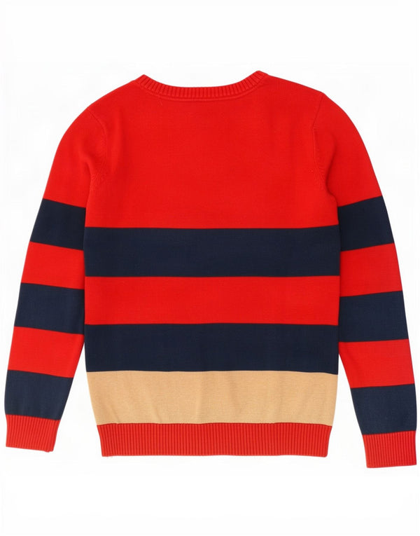 Tommy Hilfiger Womens Boat Neck Jumper Sweater UK 14 Medium Red Striped