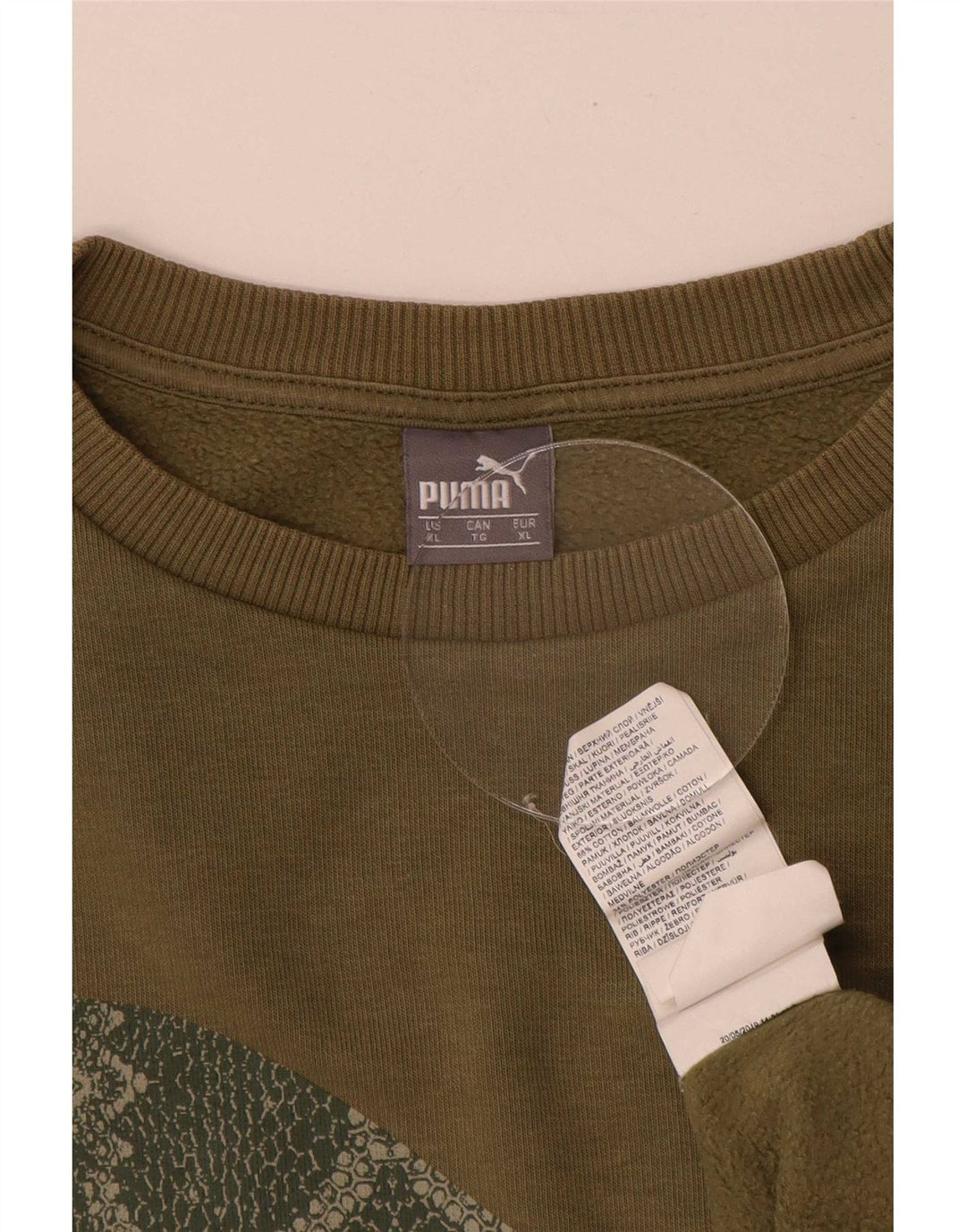 Puma Mens Graphic Sweatshirt Jumper XL Khaki Cotton