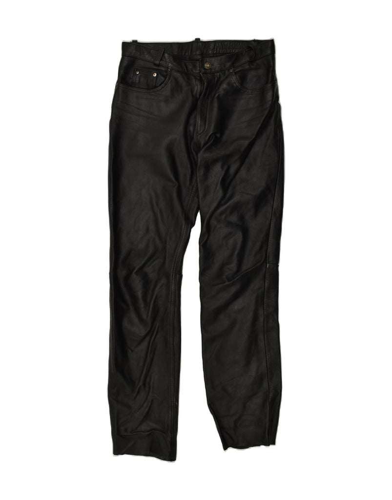 GERMOT Mens Leather Straight Trousers IT 52 XL W32 L32  Black Leather Vintage Germot and Second-Hand Germot from Messina Hembry 