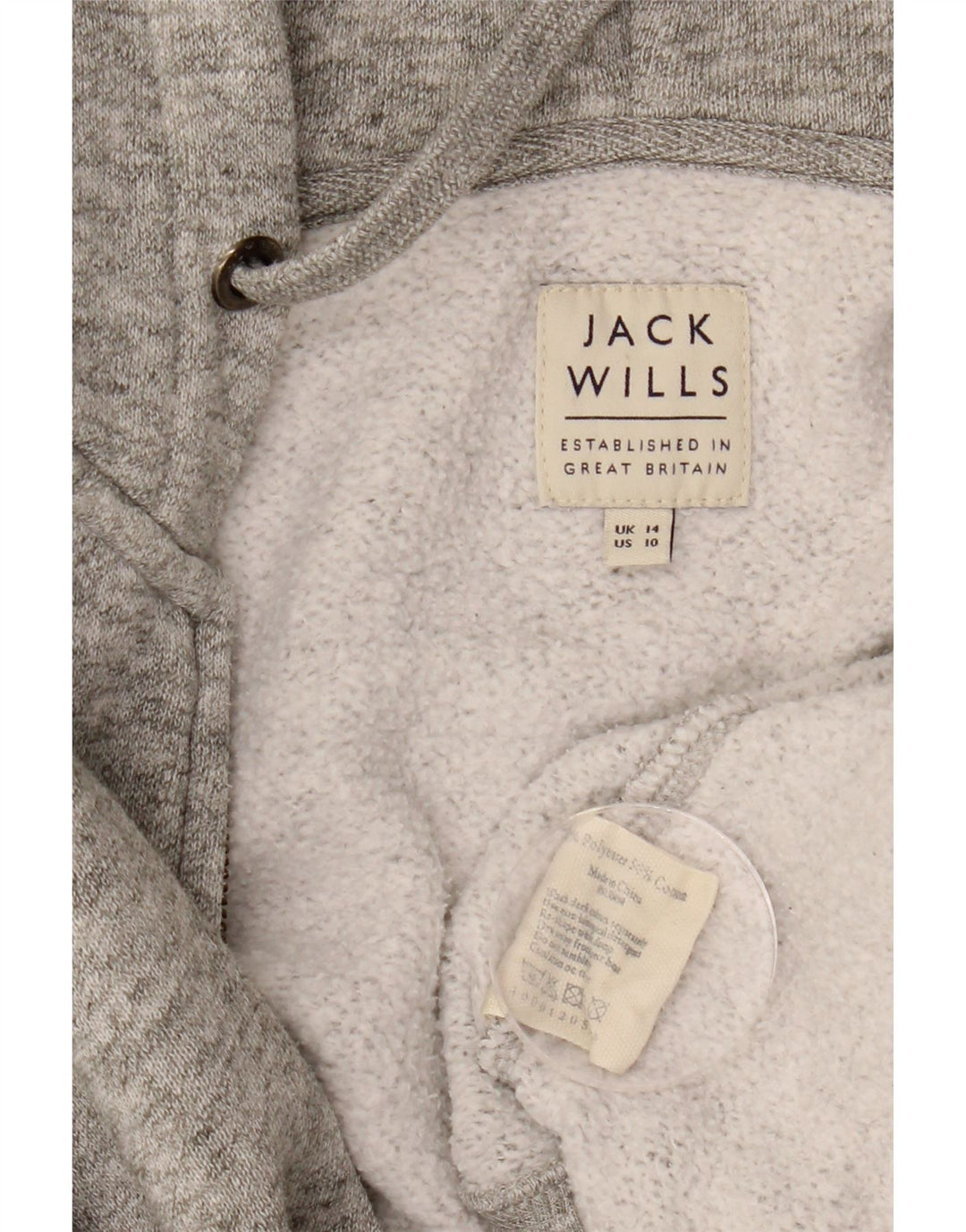 JACK WILLS Womens Zip Hoodie Sweater UK 14 Large  Grey Flecked Polyester