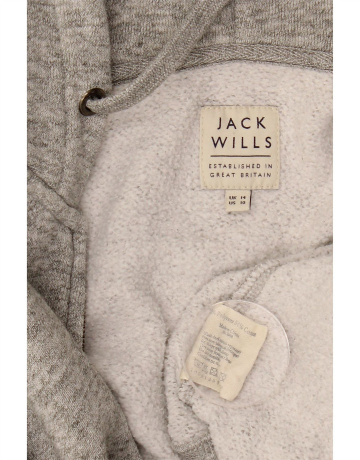 JACK WILLS Womens Zip Hoodie Sweater UK 14 Large  Grey Flecked Polyester