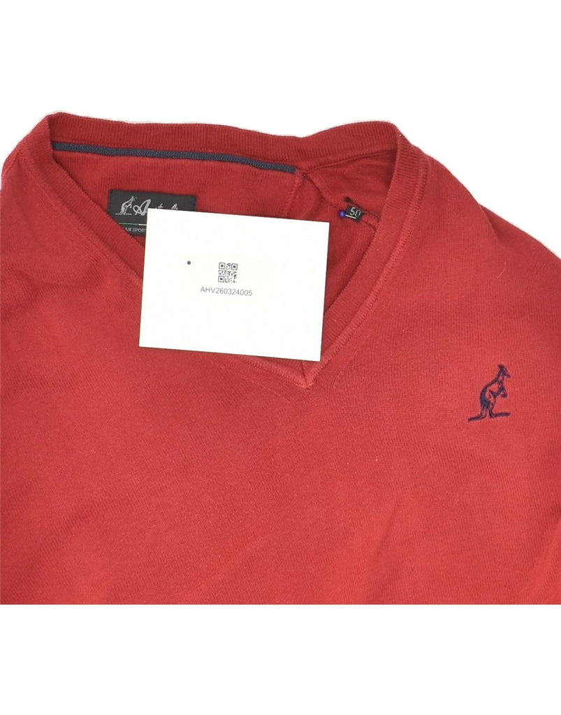 AUSTRALIAN L'ALPINA Mens V-Neck Jumper Sweater IT 50 Medium Red Cotton | Vintage AUSTRALIAN L'ALPINA | Thrift | Second-Hand AUSTRALIAN L'ALPINA | Used Clothing | Messina Hembry 