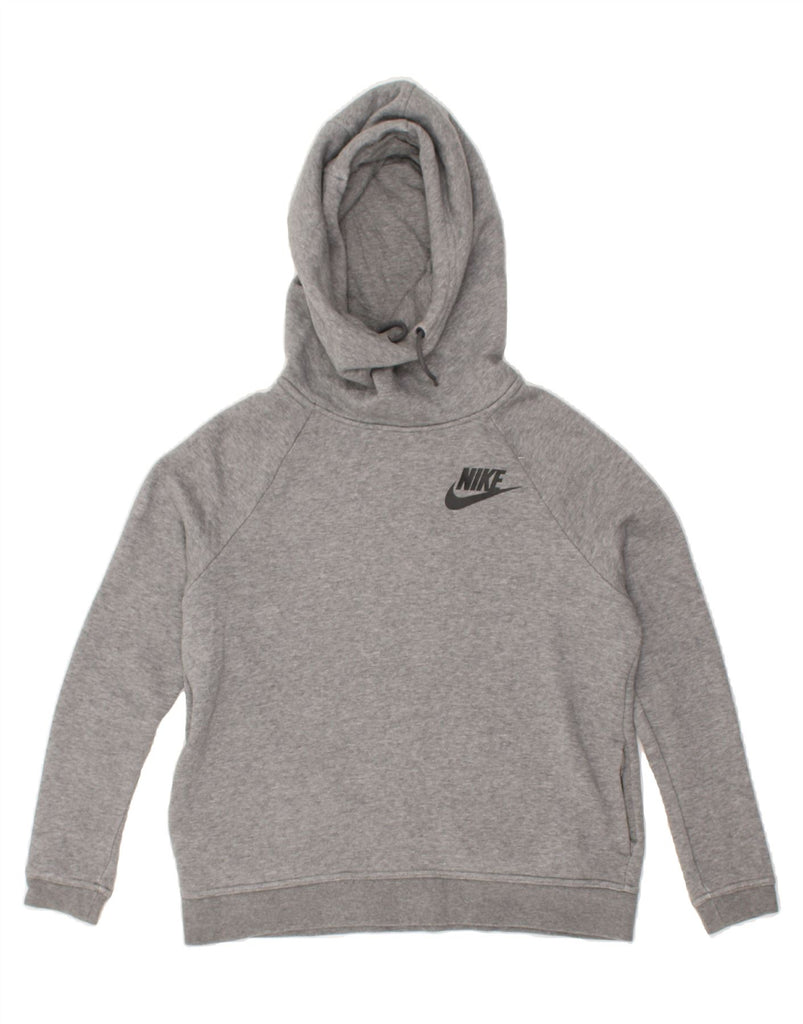 NIKE Womens Hoodie Jumper UK 10 Small Grey Cotton | Vintage Nike | Thrift | Second-Hand Nike | Used Clothing | Messina Hembry 