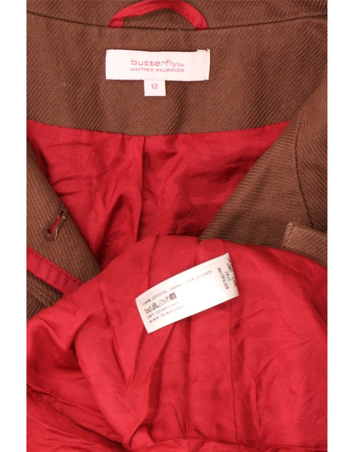 Mathew Williamson Womens Blazer Jacket UK 12 Medium Brown Cotton