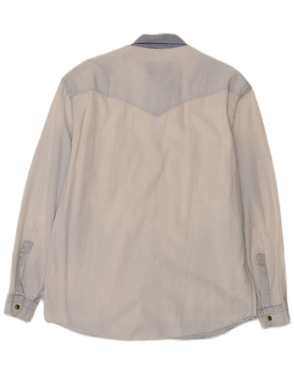 Wampum Mens Denim Shirt Medium Blue