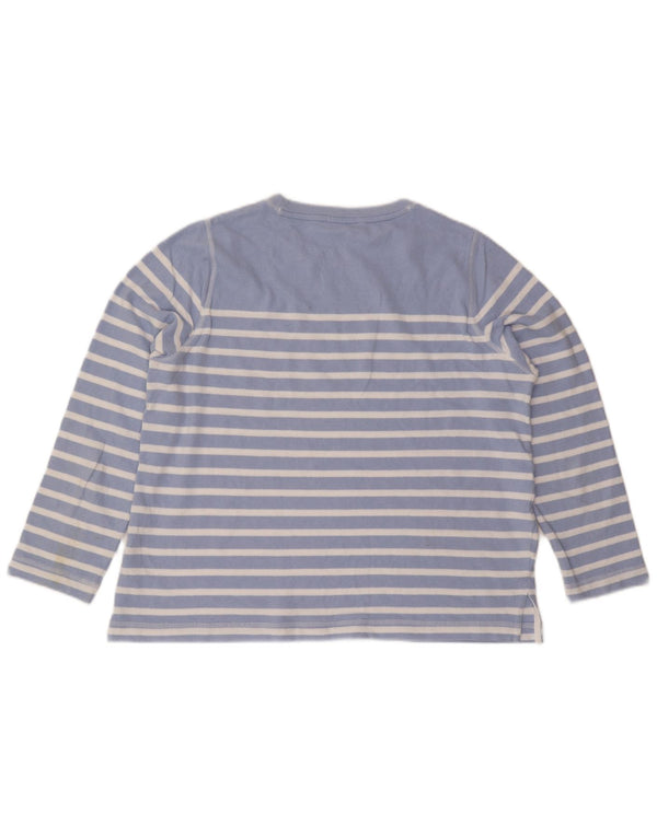 Marks & Spencer Womens Top Long Sleeve UK 18 XL Blue Striped Cotton
