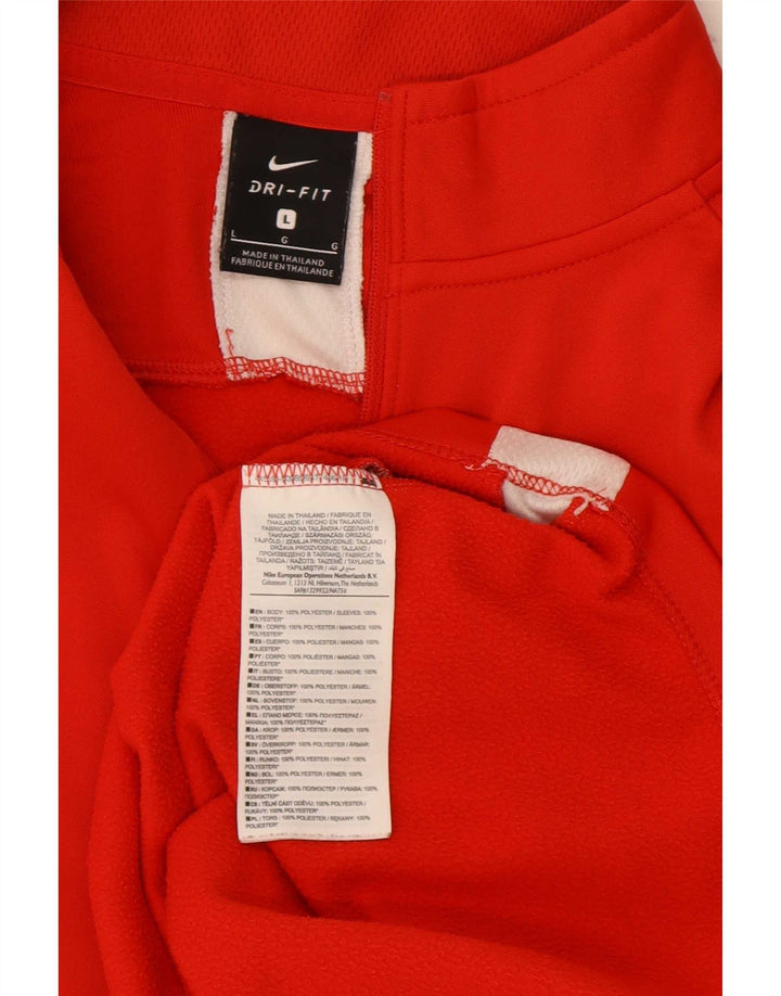 Nike Mens Dri Fit Zip Neck Pullover Tracksuit Top Large Red Colourblock