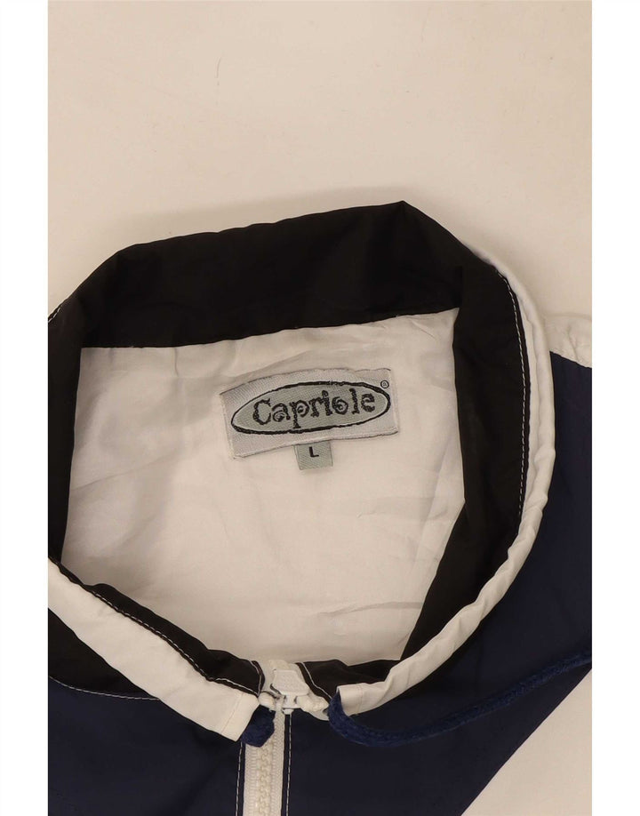 Vintage Mens Tracksuit Top Jacket Large White Geometric