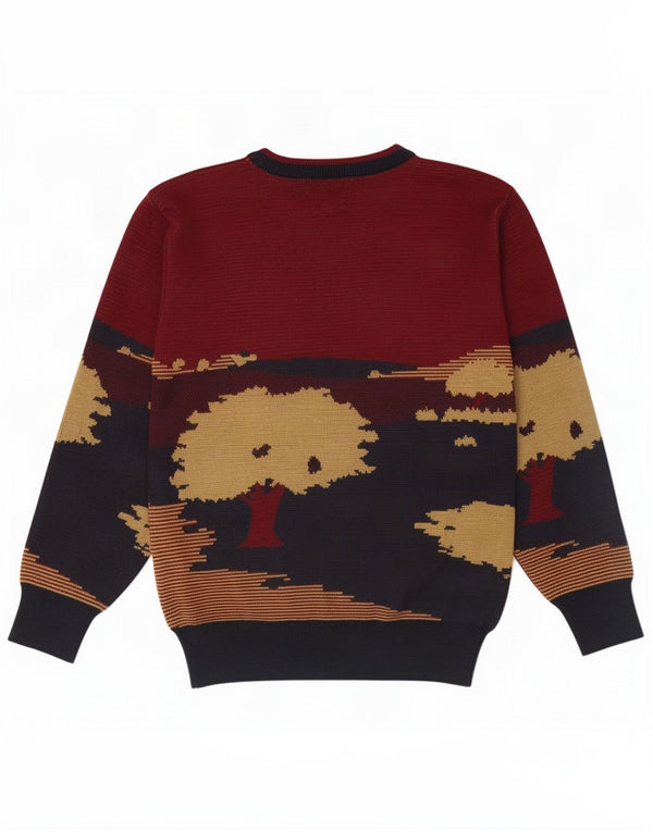 Vintage Mens Golf Graphic Crew Neck Jumper Sweater Small Burgundy