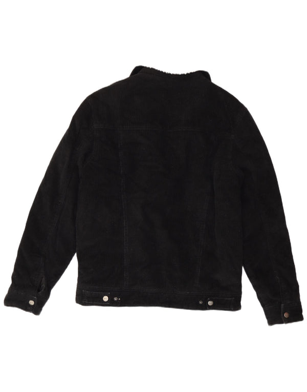 Zara Mens Sherpa Corduroy Jacket UK 38 Medium Black Cotton